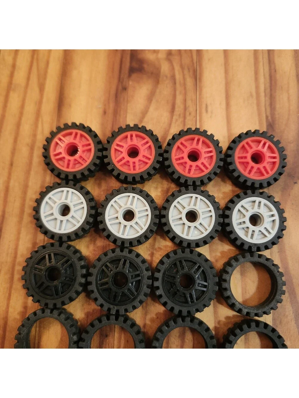 Lego Wheels 24 Tires Offset Center Band 24x7, 11 Rims 18x8 13971 61254 Red Gray